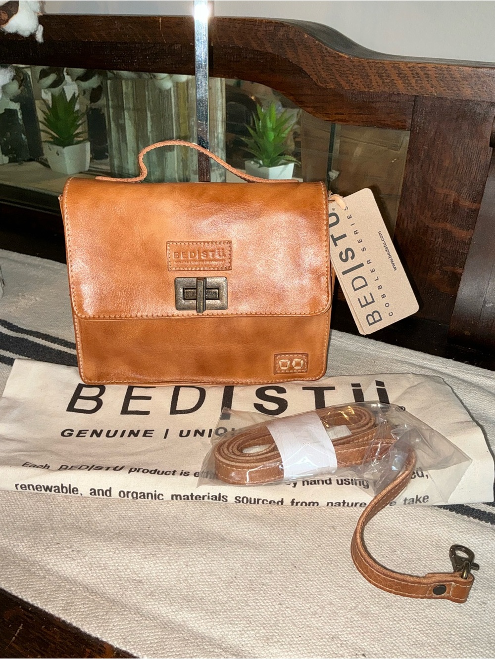 NWT Bed Stu Leather Improve Handbag Crossbody Bag Tan Rustic MSRP $198